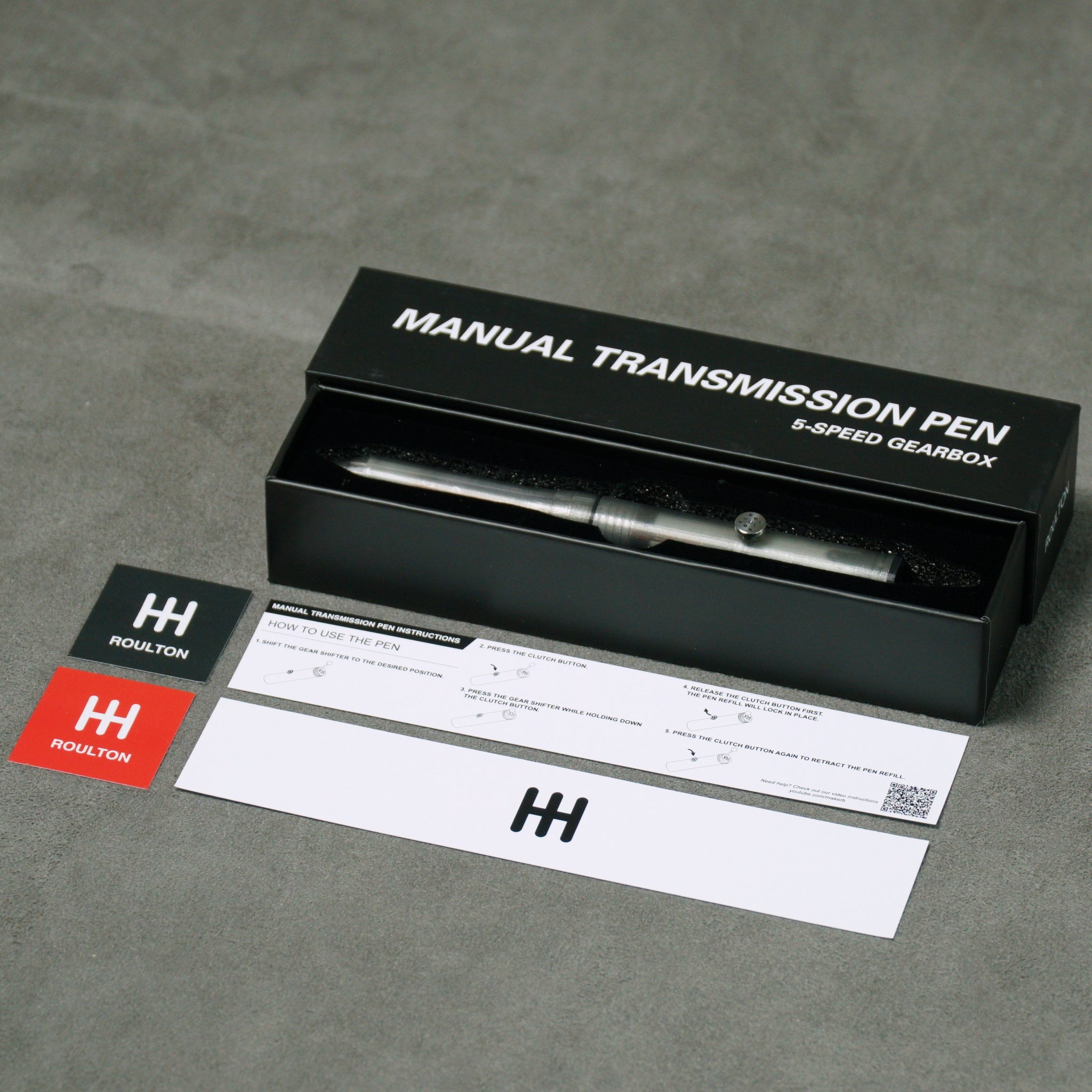 Manual Transmission Pen | Stainless Steel Clutch Button and Shift Knob - Black